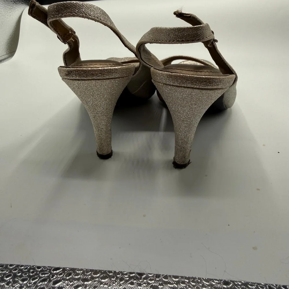 Life Stride Women's Metallic Open-Toe Slingback Heels - Champagne Gold